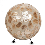 Настольная лампа из перламутра на металлическом каркасе Indonesian Circle варинант исполнения - 3 | Loft Concept в Волгограде