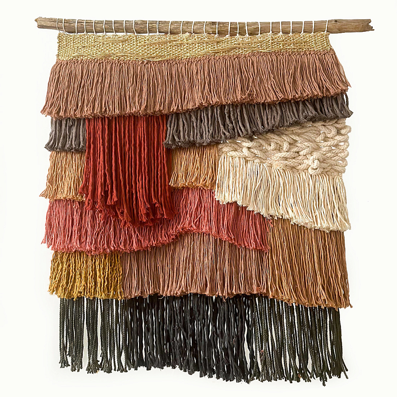 Текстильное Панно с бахромой Бежевый Терракотовый в Волгограде | Loft Concept 