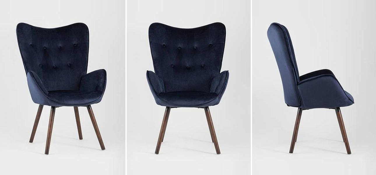 Полукресло Темно-Синий Велюр Grandee Chair Полукресло Темно-Синий Велюр Grandee Chair - Loft-Concept в Волгограде