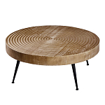Журнальный столик с круглой фактурной столешницей из натурального дерева Vortex варинант исполнения - 1 | Loft Concept в Волгограде