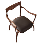 Стул деревянный с мягким сиденьем из коричневой натуральной кожи Moon Walnut Furniture варинант исполнения - 13 | Loft Concept в Волгограде