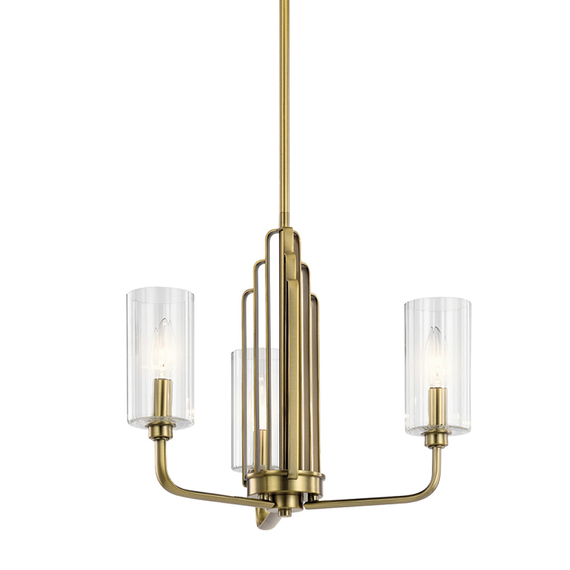  Люстра с прозрачными рифлеными цилиндрическими плафонами Kichler Латунь Прозрачное Стекло Никель в Волгограде | Loft Concept 
