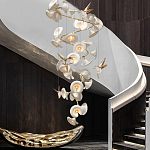 Люстра каскадная из белых цветов каллы и птичек Refined Taste of Light варинант исполнения - 2 | Loft Concept в Волгограде