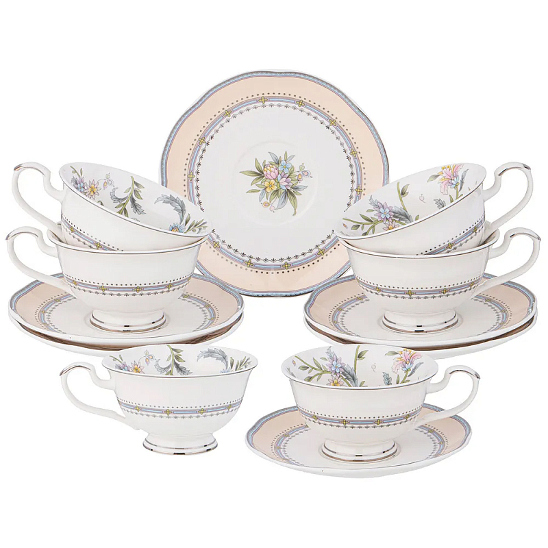 Чайный сервиз из фарфора на 6 персон 12 предметов Tea Flower Set Мульти Чайный сервиз из фарфора на 6 персон 12 предметов Tea Flower Set Мульти в Волгограде | Loft Concept