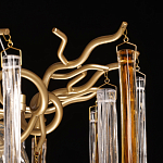 Люстра подвесная золотого цвета с разветвленными ветвями и прозрачными стеклянными подвесками Droplet Chandelier варинант исполнения - 8 | Loft Concept в Волгограде