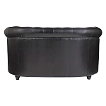 Диван кожаный двухместный на 4-х деревянных ножках из массива березы Logan Leather Seating black варинант исполнения - 3 | Loft Concept в Волгограде