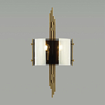 Бра с изогнутым плафоном на бронзовом основании с вертикальным декором из металлических трубок Sohne варинант исполнения - 3 | Loft Concept в Волгограде