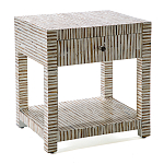 Тумбочка прикроватная Vancouver Bone Inlay Bedside Beige варинант исполнения - 1 | Loft Concept в Волгограде