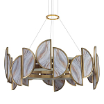 Люстра круглая с полукруглыми плафонами из искусственного алебастра в бронзовой оправе Marbella варинант исполнения - 1 | Loft Concept в Волгограде