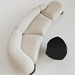 Диван Cannes трехместный с обивкой букле молочного цвета варинант исполнения - 1 | Loft Concept в Волгограде