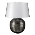 Настольная лампа с круглым фарфоровым основанием ручной работы с покрытием глазурью и белым абажуром из искусственного шелка Elstead Lighting варинант исполнения - 1 | Loft Concept в Волгограде