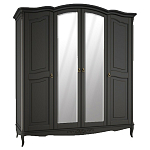 Шкаф черный четырехдверный из массива бука с зеркалами Black Provence варинант исполнения - 1 | Loft Concept в Волгограде