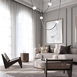 Подвесной светильник в форме дуги с белыми шарообразными плафонами Flos Wireline Lighting варинант исполнения - 4 | Loft Concept в Волгограде