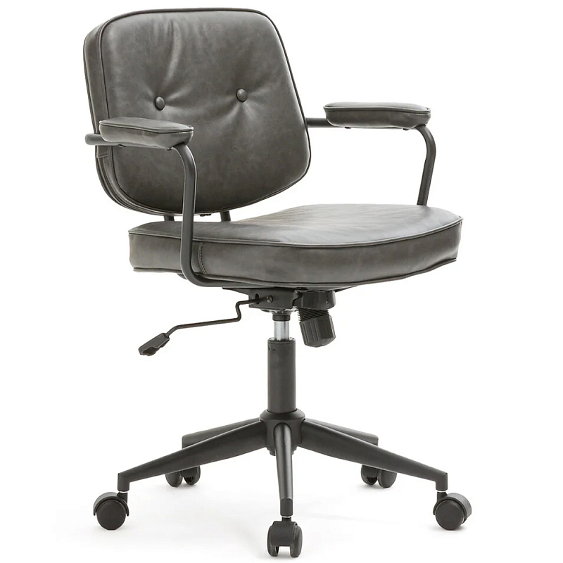 Офисное кресло в винтажном стиле на колёсах Glenn Dark Grey Chair Серый Офисное кресло в винтажном стиле на колёсах Glenn Dark Grey Chair Серый в Волгограде | Loft Concept
