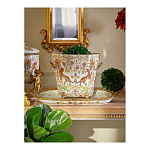 Кашпо с растительным и животным орнаментом на бронзовых ножках Turquoise Blooming Garden варинант исполнения - 5 | Loft Concept в Волгограде