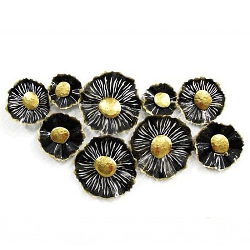 Панно настенное Blank Sheet Black flower Золотой Черный Панно настенное Blank Sheet Black flower Золотой Черный в Волгограде | Loft Concept