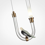 Подвесной светильник с декоративной фигуркой птицы на прозрачной изогнутой трубке Ganthea варинант исполнения - 5 | Loft Concept в Волгограде