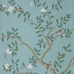 Обои ручная роспись Gustavian Garden Special Colourway on Duck Egg dyed silk варинант исполнения - 1 | Loft Concept в Волгограде