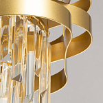 Люстра цвета матового золота с металлическими лентами и длинными прозрачными подвесками Gilded Waves варинант исполнения - 9 | Loft Concept в Волгограде