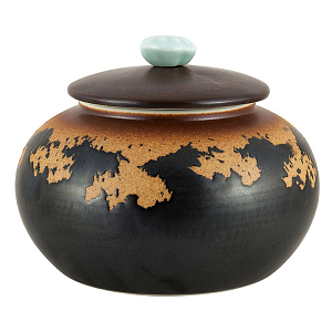 Ваза маленькая с крышкой керамическая черная Ethiopia