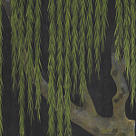 Обои ручная роспись Willow Original colourway on Edo Night painted silk варинант исполнения - 1 | Loft Concept в Волгограде