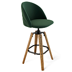Барный стул со спинкой и металлической подставкой на 4-х деревянных ножках Зеленый Велюр Vendramin Chair варинант исполнения - 1 | Loft Concept в Волгограде