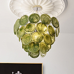 Люстра из зеленых стеклянных дисков с перламутровым эффектом Green Glowing Glaze варинант исполнения - 4 | Loft Concept в Волгограде