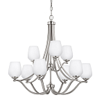 Люстра двухъярусная с белыми матовыми стеклянными плафонами в форме винных бокалов Feiss варинант исполнения - 1 | Loft Concept в Волгограде