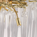 Люстра золотого цвета с декоративными ветками и длинными прозрачными стеклянными подвесами в форме сосулек Droplet Chandelier варинант исполнения - 9 | Loft Concept в Волгограде