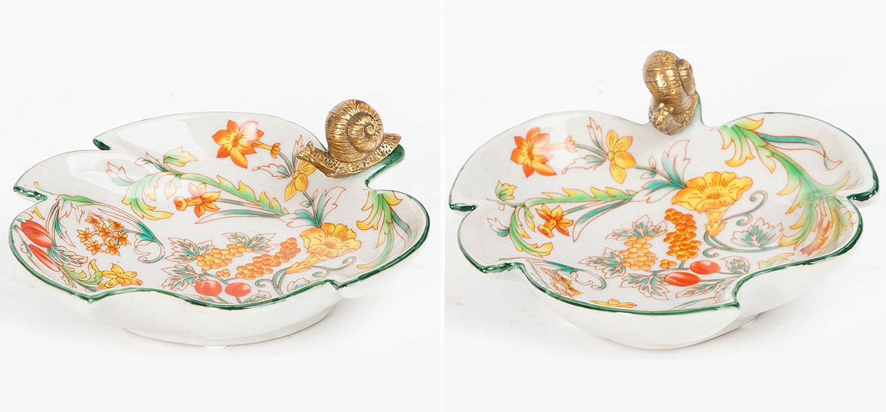 Пепельница фарфоровая с бронзовой улиткой Snail Пепельница фарфоровая с бронзовой улиткой Snail - Loft-Concept в Волгограде