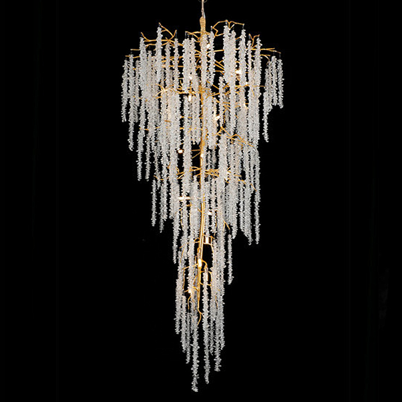 Люстра многоярусная с каркасом из металла и прозрачными подвесками FAIRYTREE Light Золотой Прозрачный Люстра многоярусная с каркасом из металла и прозрачными подвесками FAIRYTREE Light Золотой Прозрачный в Волгограде | Loft Concept