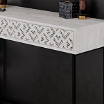 Консоль напольная пыльного белого цвета с выдвижным ящиком с резным орнаментом HEATON CONSOLE OAK варинант исполнения - 4 | Loft Concept в Волгограде