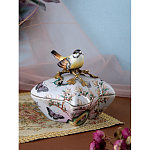 Шкатулка фиолетового цвета с рисунком бабочек и крышкой с фигуркой птицы на ветке Eden Garden варинант исполнения - 7 | Loft Concept в Волгограде