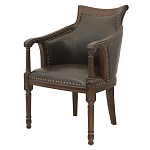 Кресло кожаное на 4-х деревянных ножках из массива березы Ethan Armchair brown варинант исполнения - 3 | Loft Concept в Волгограде