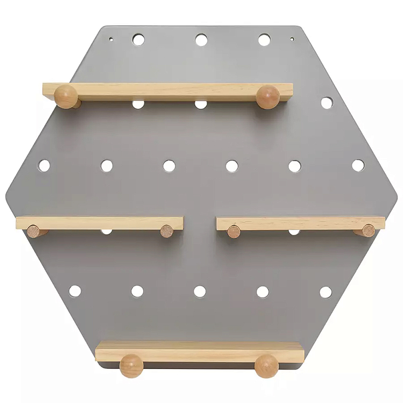 Полка настенная шестиугольная Multifunctional Hexagon Белый Древесина Серый Полка настенная шестиугольная Multifunctional Hexagon Белый Древесина Серый в Волгограде | Loft Concept