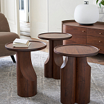 Круглый приставной стол из массива ореха Balu Wooden Side Table варинант исполнения - 7 | Loft Concept в Волгограде