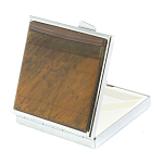 Таблетница карманная квадратная с 4-мя отделениями с зеркалом и накладкой из натурального камня Тигровый глаз Silver Stone Pillboxes варинант исполнения - 2 | Loft Concept в Волгограде