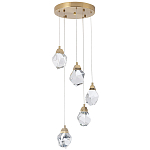 Каскадная люстра с 5-ю хрустальными плафонами Esme Crystal Brass Chandelier варинант исполнения - 1 | Loft Concept в Волгограде
