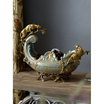 Чаша голубого цвета с оранментом и и бронзовыми фигурами леопардов Eden Garden варинант исполнения - 6 | Loft Concept в Волгограде