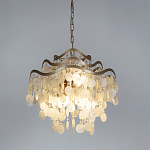 Люстра подвесная с белыми перламутровыми подвесками и изогнутыми золотистыми элементами Диаметр 50 см SHELL Chandelier варинант исполнения - 2 | Loft Concept в Волгограде