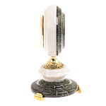 Часы настольные бронзовые из натуральных камней Мрамор и Змеевик Stone Clock варинант исполнения - 9 | Loft Concept в Волгограде