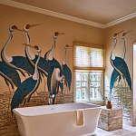 Обои ручная роспись Sarus Cranes Colourway SC-208 on Raw Silk dyed silk варинант исполнения - 1 | Loft Concept в Волгограде