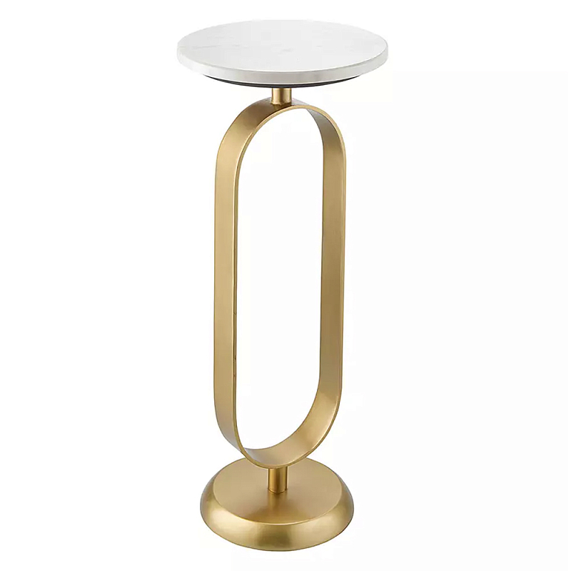 Столик приставной с овальным золотым основанием Oval Gold Base Белый Золотой Столик приставной с овальным золотым основанием Oval Gold Base Белый Золотой в Волгограде | Loft Concept