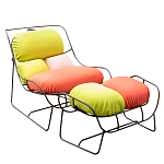 Дизайнерское разноцветное кресло на металлическом каркасе с подставкой для ног Poltronova Plasma Armchair варинант исполнения - 2 | Loft Concept в Волгограде