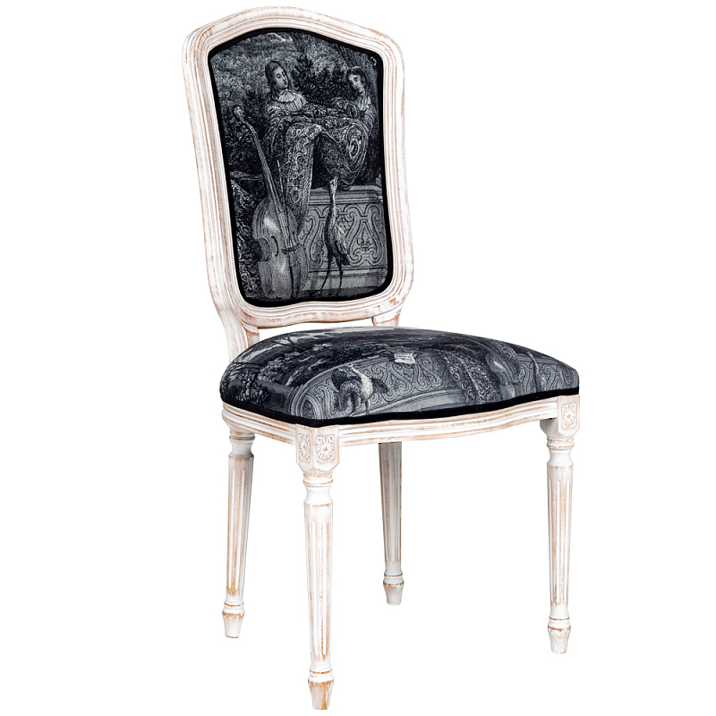Стул Monceau Palace Stool Черно-белый Белый винтажная патина Стул Monceau Palace Stool Черно-белый Белый винтажная патина в Волгограде | Loft Concept