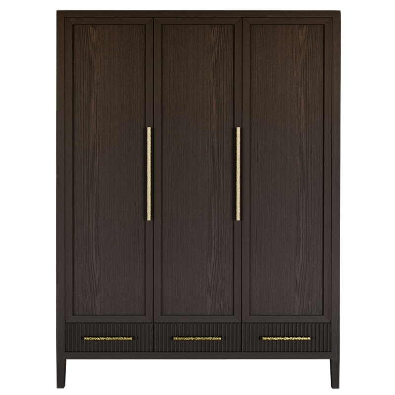 Большой Шкаф Primo Темный орех с 3 дверьми и 3 выдвижными ящиками Темный дуб Золотой в Волгограде | Loft Concept 