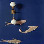 Обои с вышивкой ручной работы Deco Fish Aurum colourway on Caribbean Sea slub silk варинант исполнения - 2 | Loft Concept в Волгограде