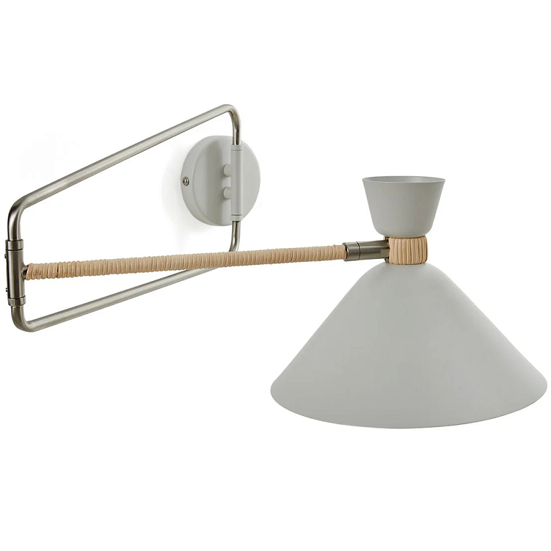 Бра на шарнире Davy Rattan Wall Lamp Бежевый Белый Хром Бра на шарнире Davy Rattan Wall Lamp Бежевый Белый Хром в Волгограде | Loft Concept