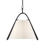 Подвесной светильник в форме конуса с белым тканевым абажуром и чёрным каркасом Stylish Solution варинант исполнения - 1 | Loft Concept в Волгограде