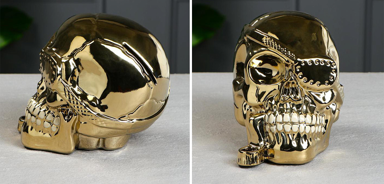 Статуэтка Golden Skull with Pipe Статуэтка Golden Skull with Pipe - Loft-Concept в Волгограде